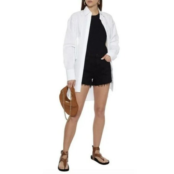 L'Agence Ryland High Rise Black Coated Cut Off Shorts Size 25 NWT - Picture 1 of 7